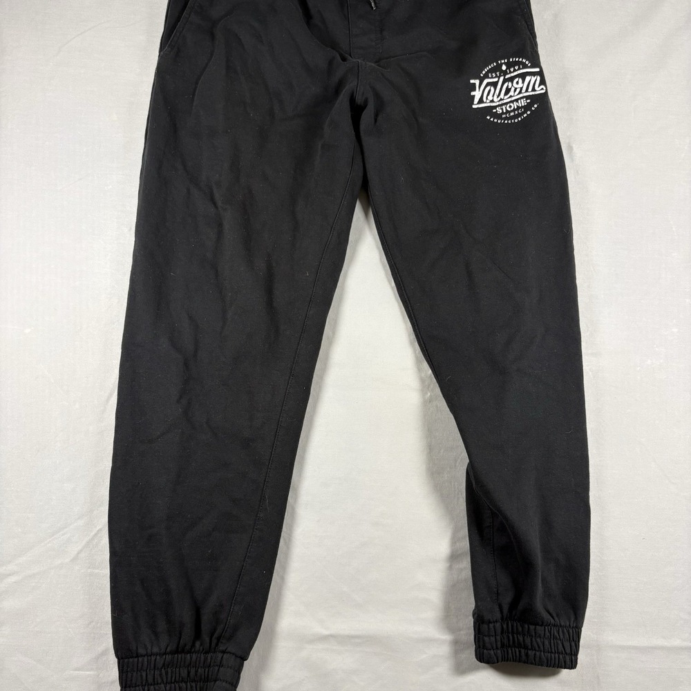 Volcom Stone Fleece Jogger Sweatpants Mens Medium Black Drawstring Graphic Logo - Picture 3 of 14